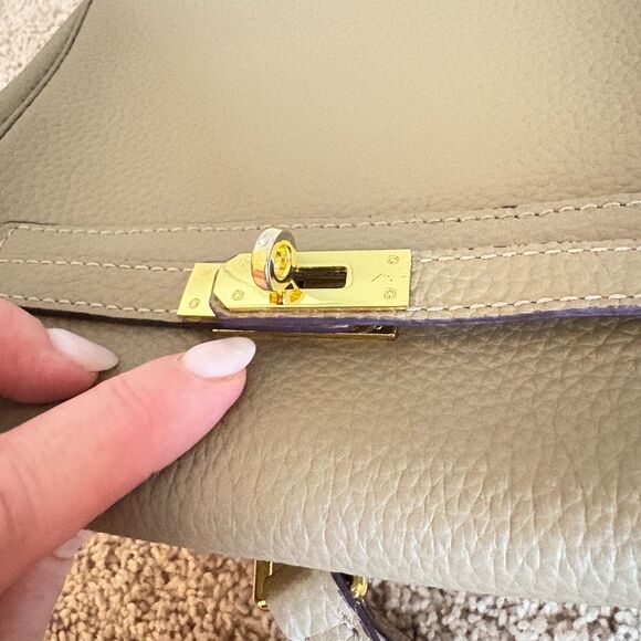 Taupe Leather Belt Buckle Kate Backpack - Picture 7 of 7